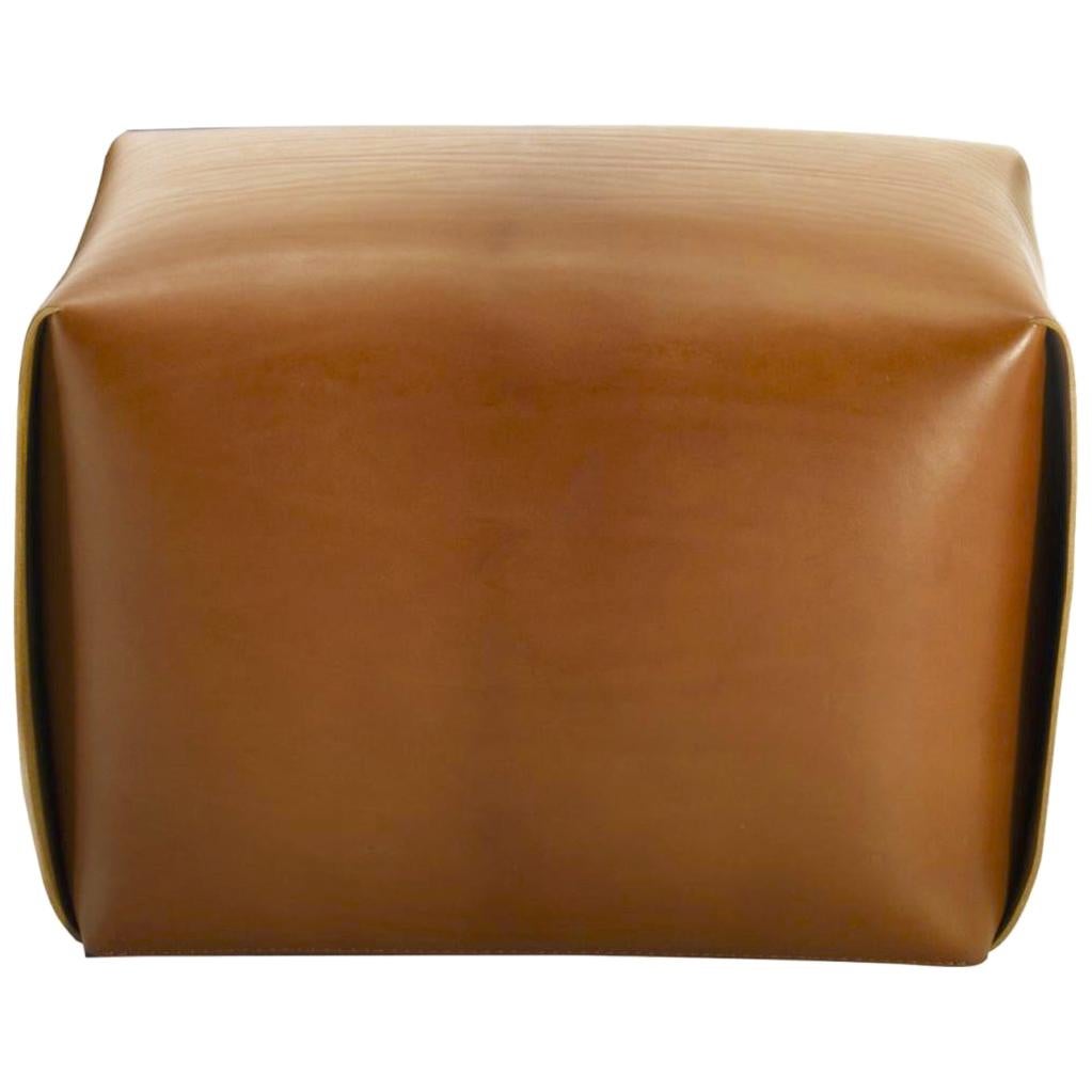 Bao Natural Leather Ottoman For Sale