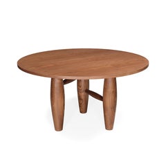 Bao Round Dining Table: Sculptural Curves with Solid Wood Base