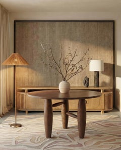 Bao Round Dining Table: Sculptural Curves with Solid Wood Base