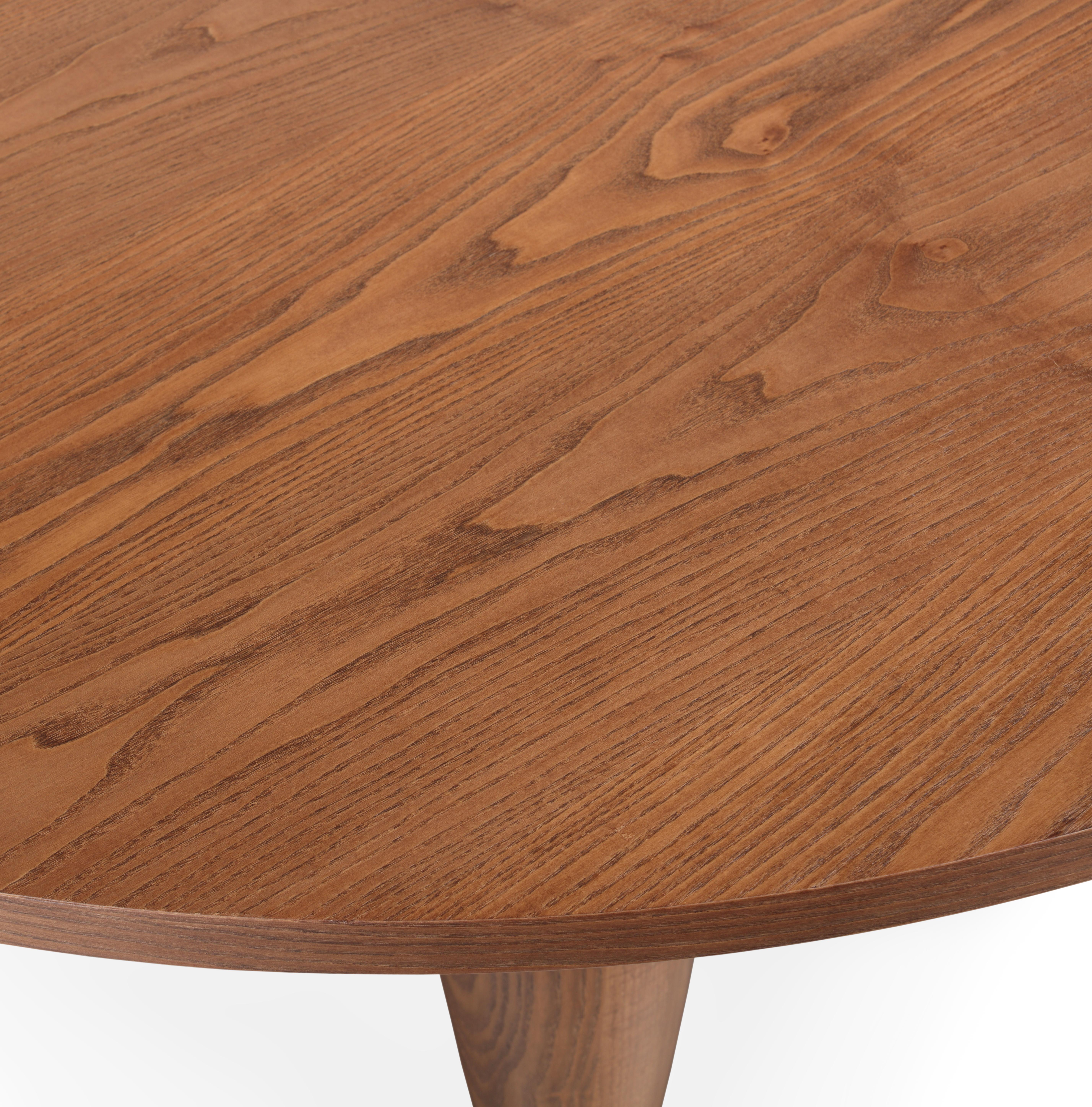 Portuguese Bao Round Dining Table: Sculptural Curves with Solid Wood Base For Sale
