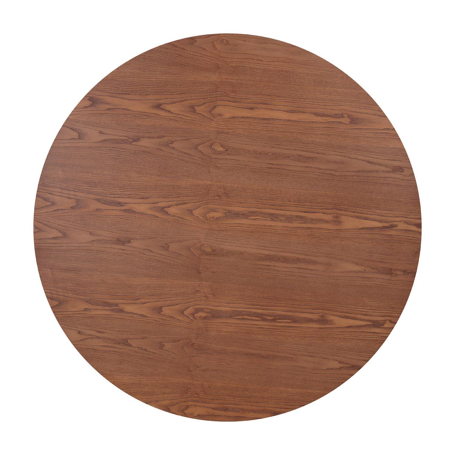 Varnished Bao Round Dining Table: Sculptural Curves with Solid Wood Base For Sale