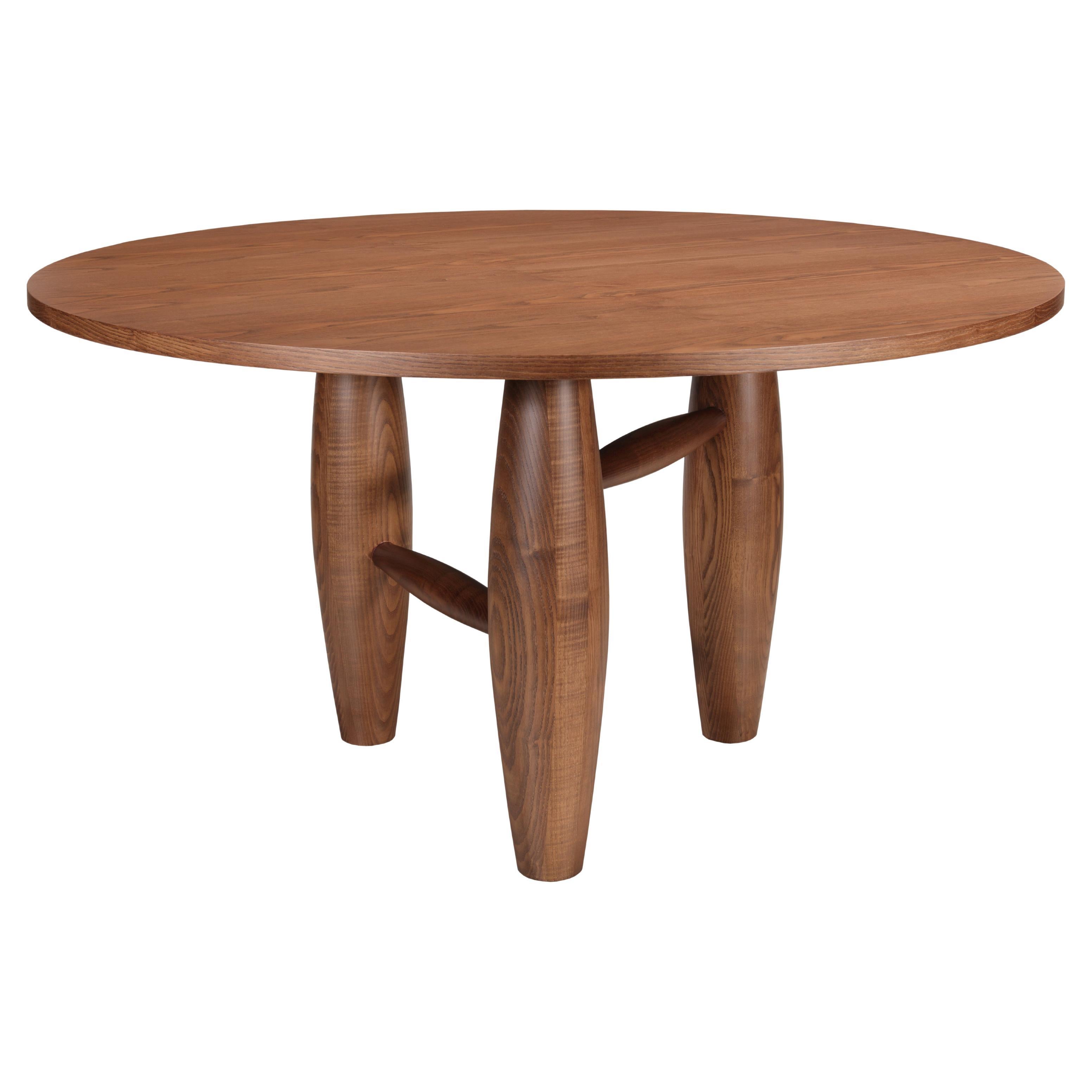 Table de salle à manger ronde Bao : courbes sculpturales avec base en bois massif