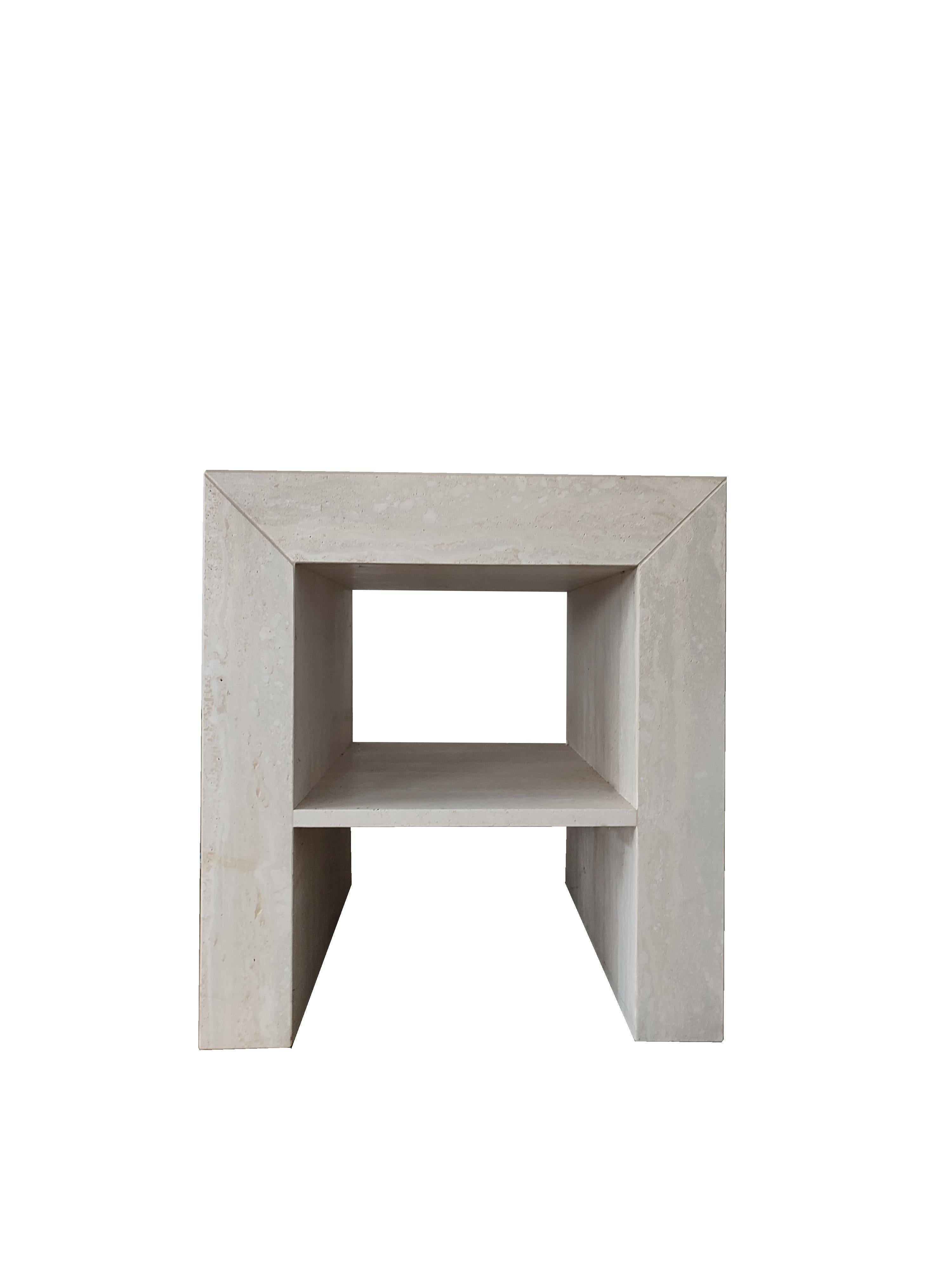 Fait main BAO Side Travertine Marble Design Table by Meddel Spain Joaquín Moll En stock en vente