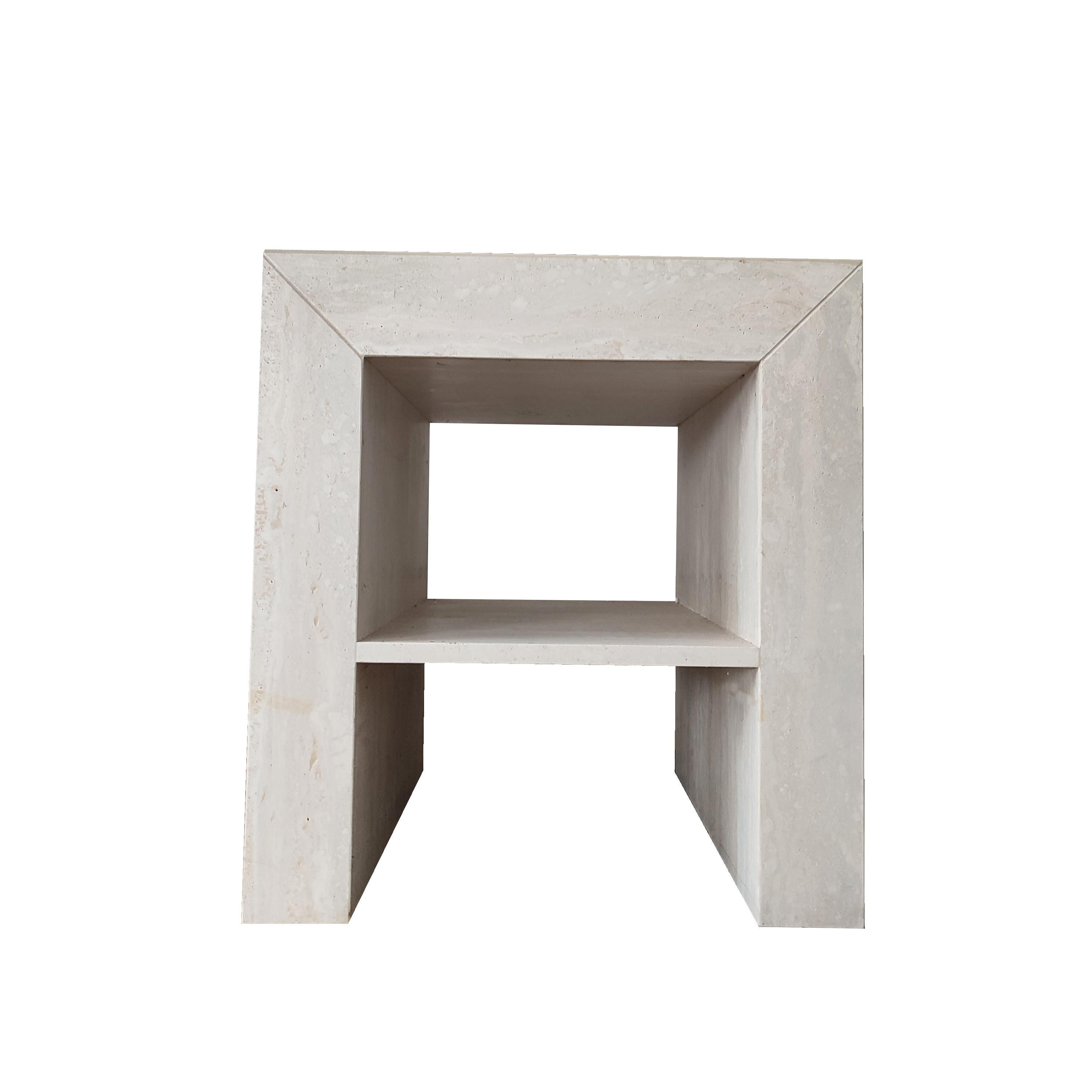 BAO Side Travertine Marble Design Table by Meddel Spain Joaquín Moll En stock Excellent état - En vente à VALVERDE DEL MAJANO, CL