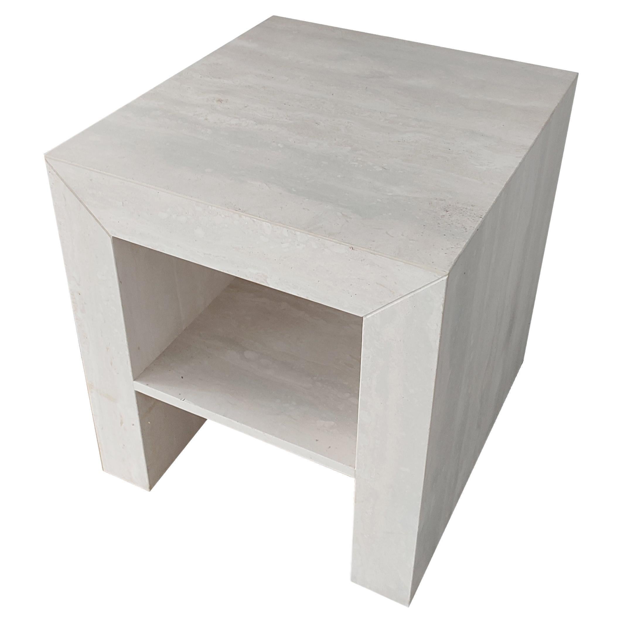 BAO Side Travertine Marble Design Table by Meddel Spain Joaquín Moll In Stock For Sale