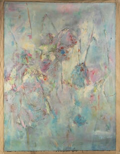 Baochun Tao Abstract Original Oil On Canvas "Blossoms Escort the Lotus"