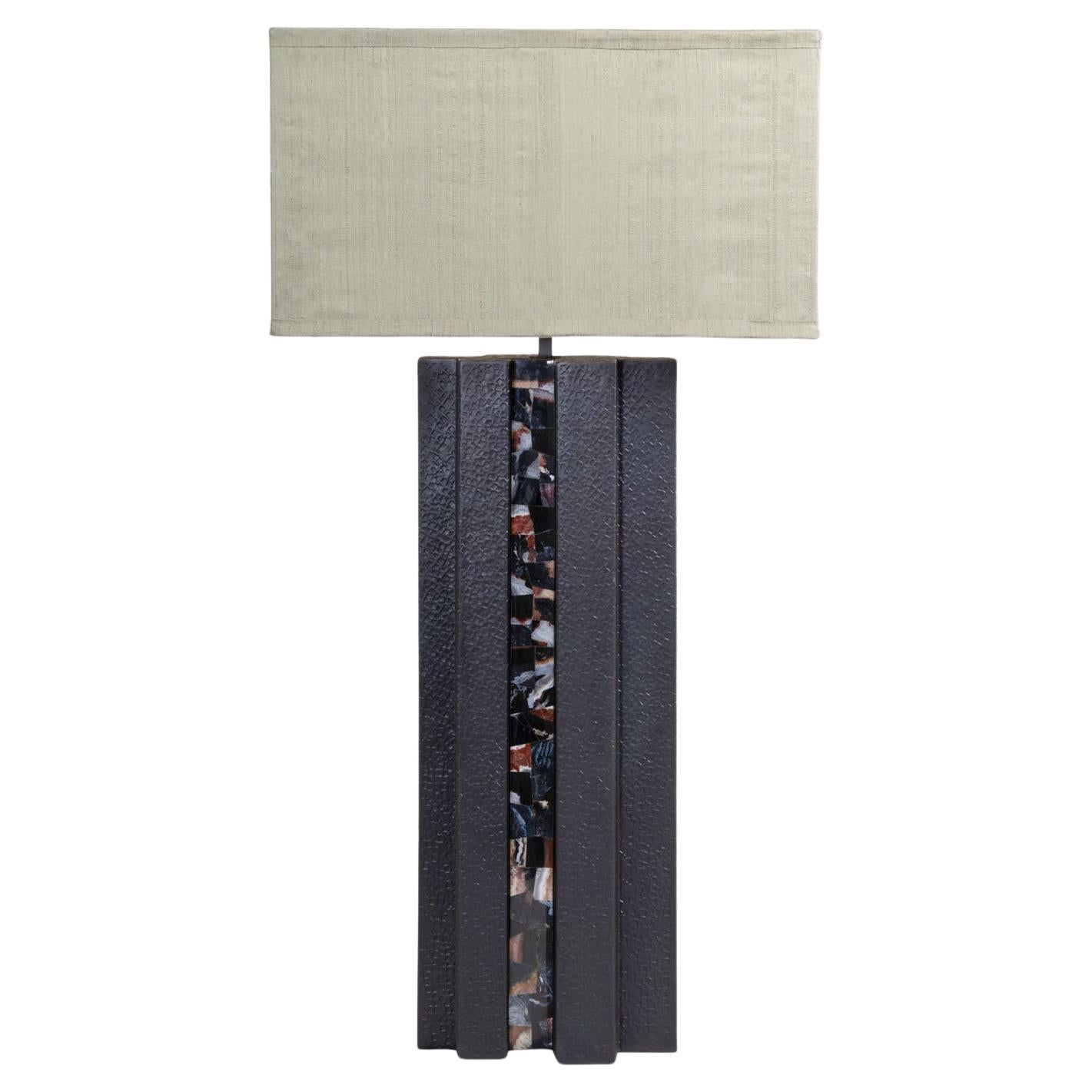 Baoli Table Lamp Large in Brass 
Semi Precious Stone, Viya by Vikram Goyal