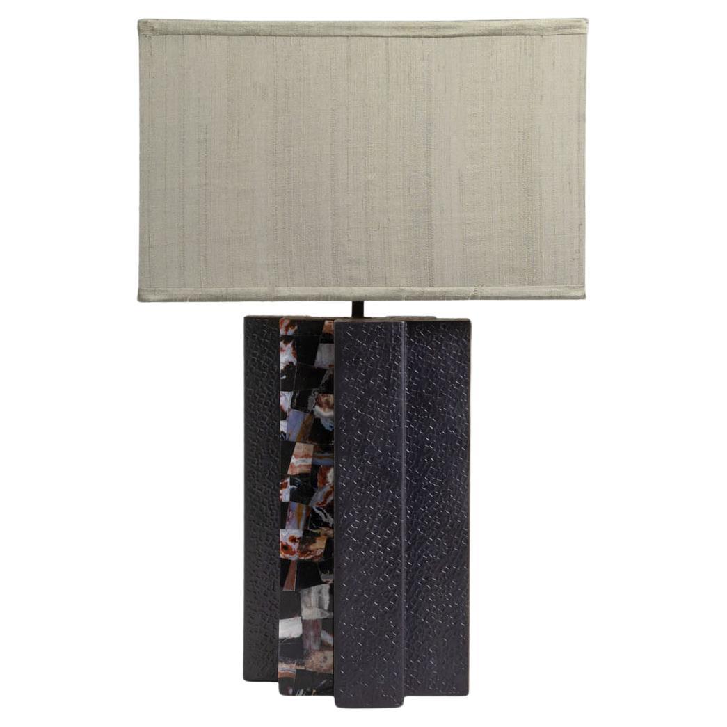 Baoli Table Lamp Small in Brass 
Semi Precious Stone, Viya by Vikram Goyal