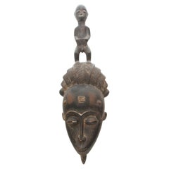 Baoule' African Mask | Mid-century (71x15x13cm) with Floridian coral pedestal