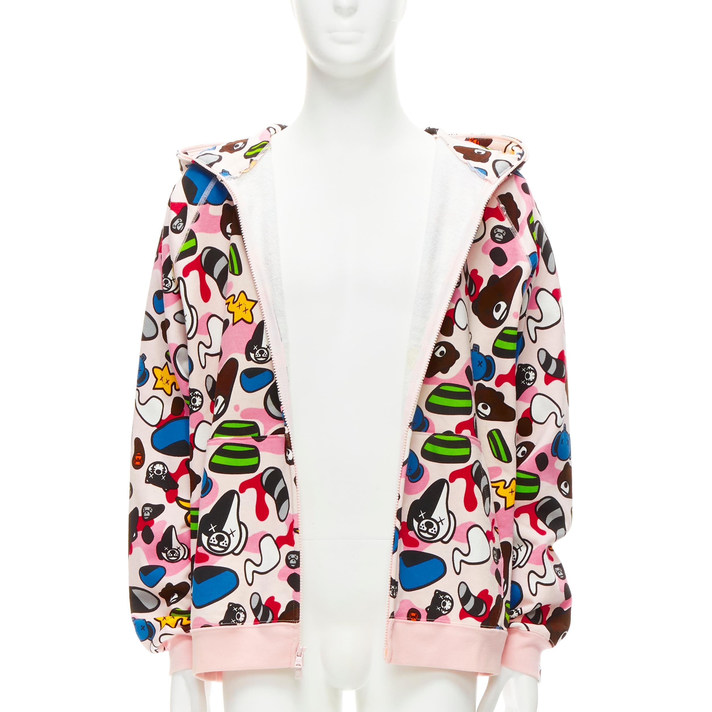 BAPE A BATHING APE BABY MILO KAWS Vintage pink camo hoodie L In Excellent Condition In Hong Kong, NT