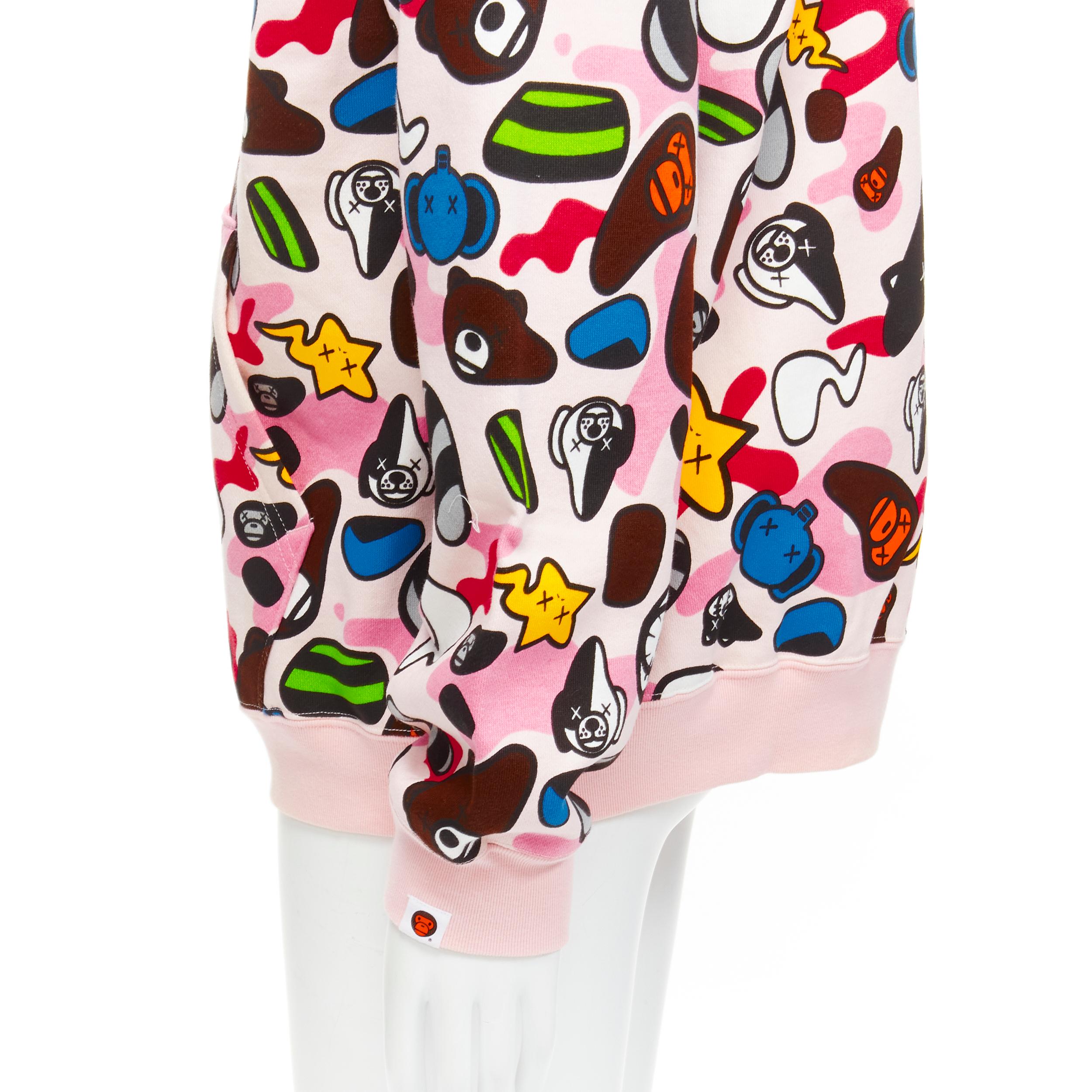 BAPE A BATHING APE BABY MILO KAWS Vintage pink camo hoodie L 4