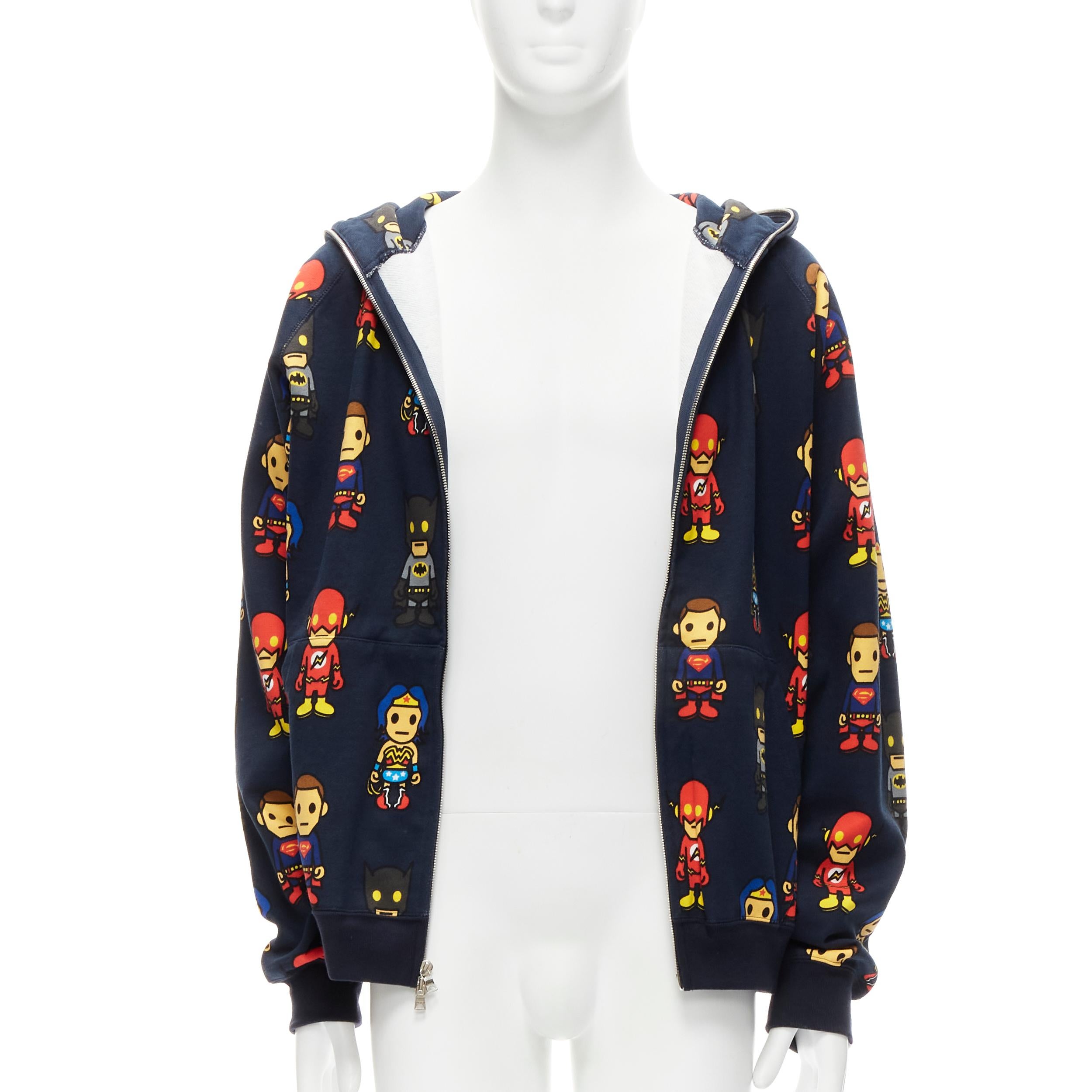 Black BAPE A BATHING APE DC COMICS Vintage Batman Superman hoodie L