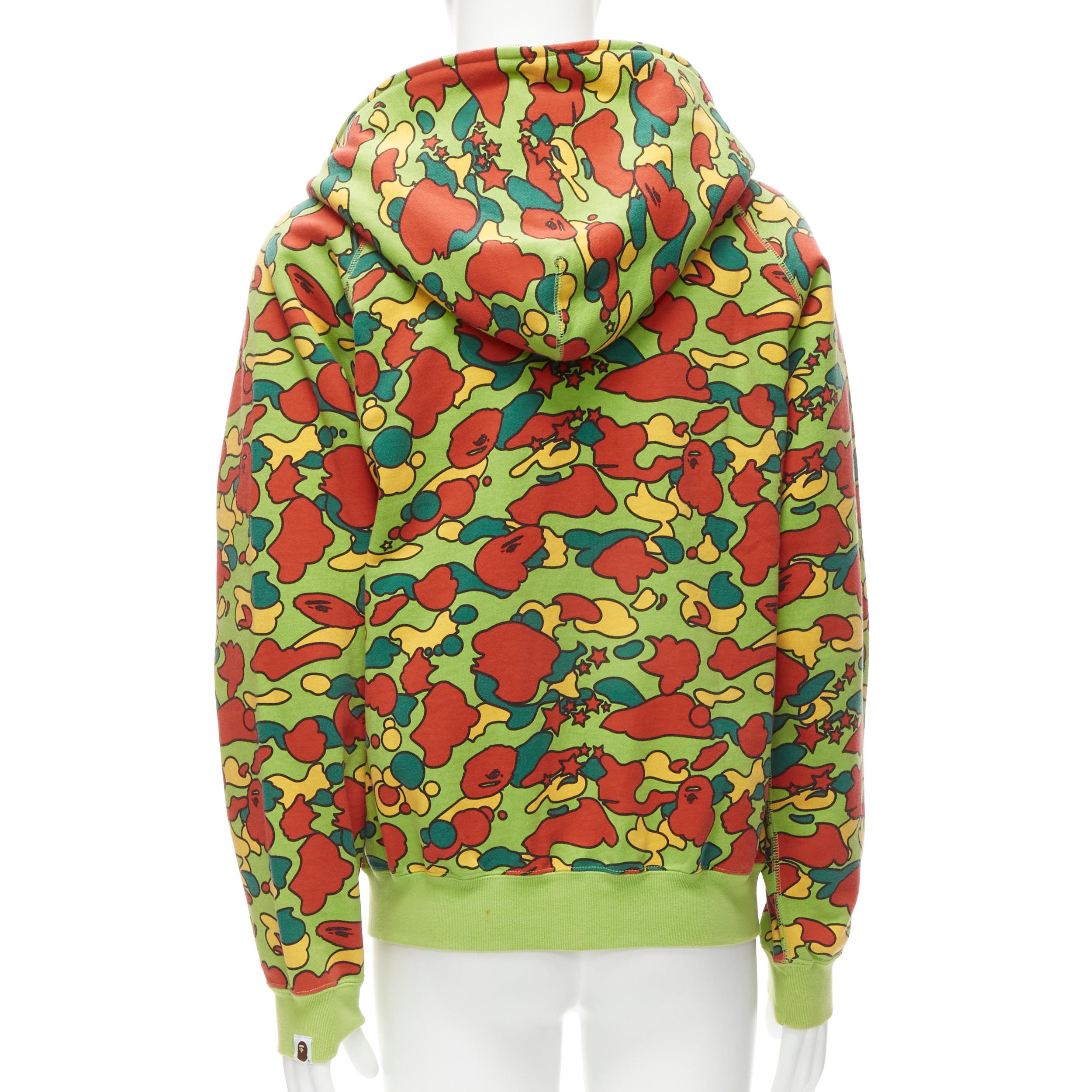 BAPE A BATHING APE Vintage green red yellow camo zip up hoodie M 1