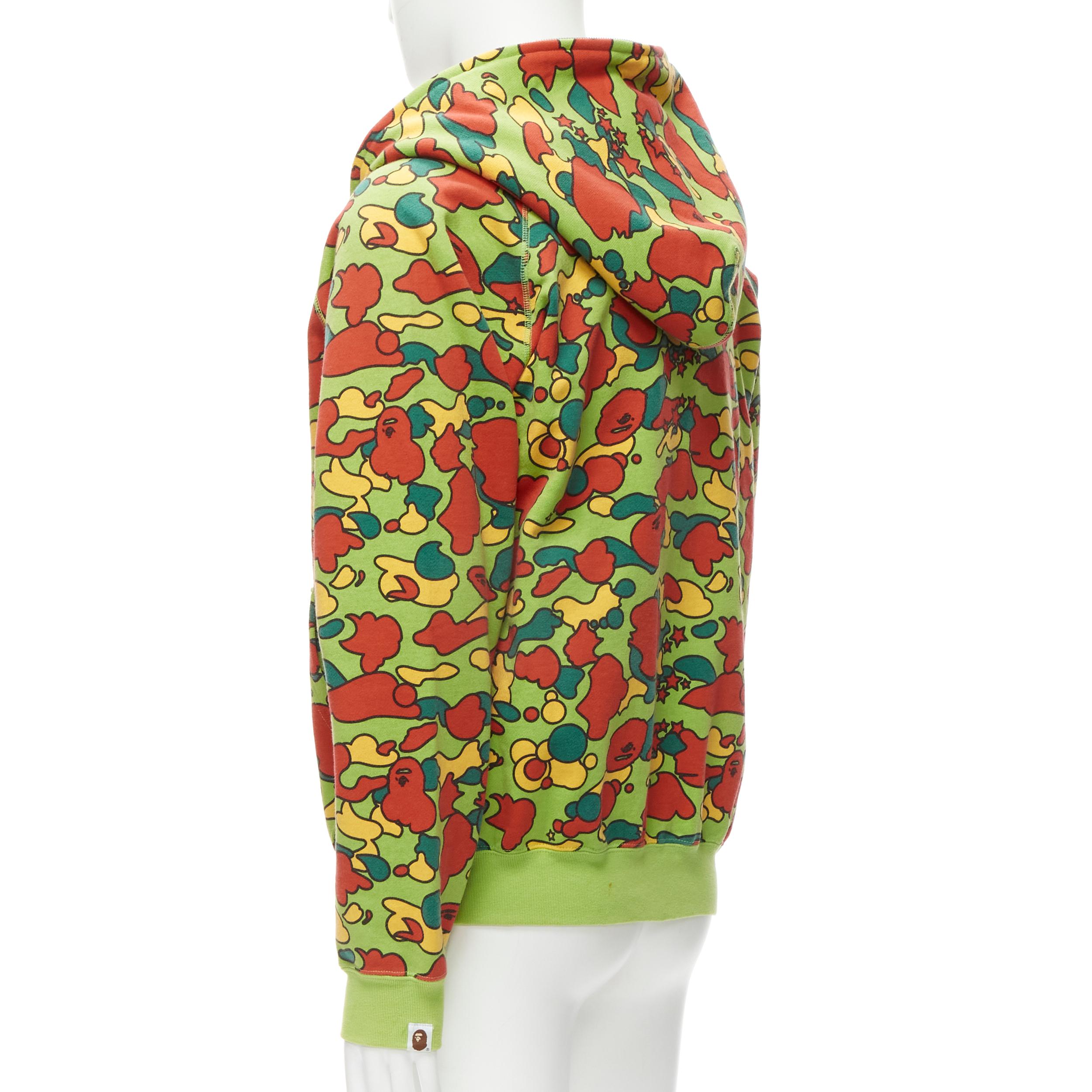 BAPE A BATHING APE Vintage green red yellow camo zip up hoodie M 2