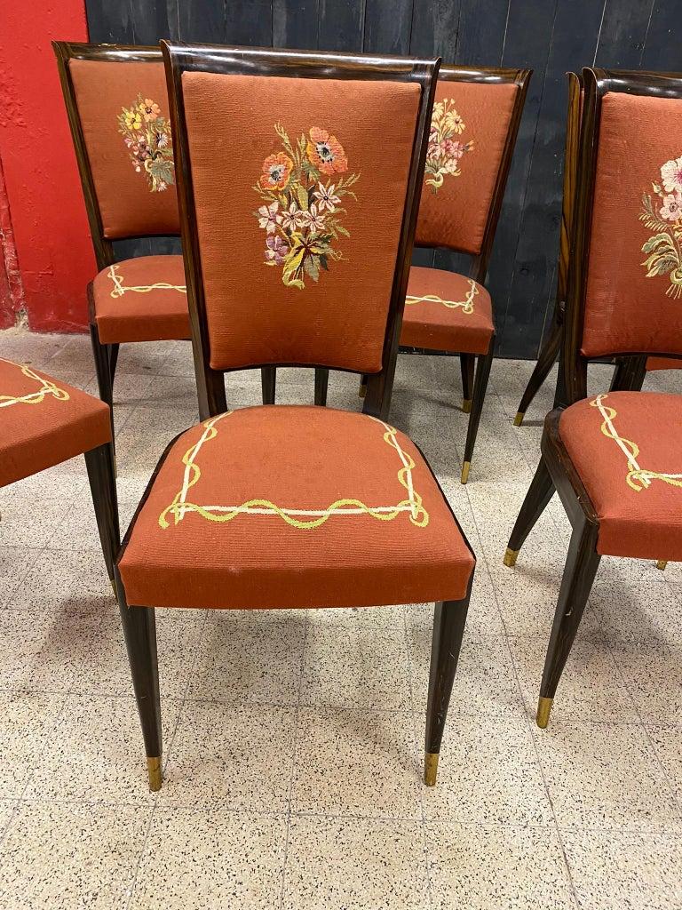 Baptisitin Spade Rare Suite of 8 Art Deco Chairs in 'Faux' Macassar circa 1930 For Sale 4