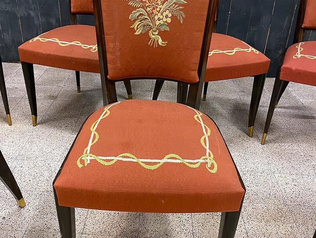 Baptisitin Spade - Ensemble rare de 8 chaises Art Déco en faux macassar, vers 1930 en vente 4