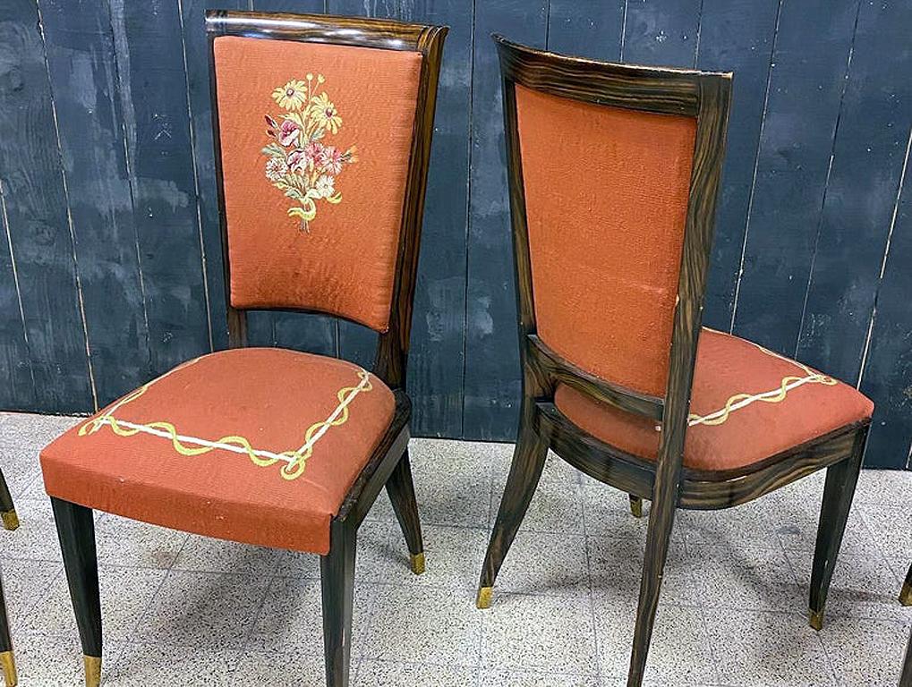 Baptisitin Spade - Ensemble rare de 8 chaises Art Déco en faux macassar, vers 1930 en vente 5