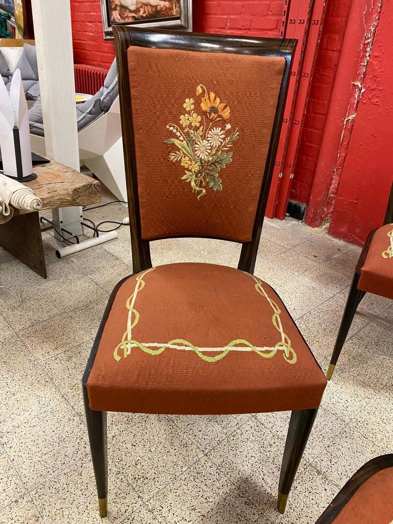 Baptisitin Spade - Ensemble rare de 8 chaises Art Déco en faux macassar, vers 1930 en vente 6