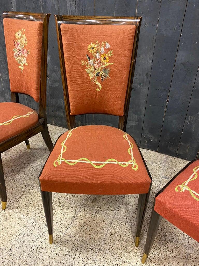 Baptisitin Spade Rare Suite of 8 Art Deco Chairs in 'Faux' Macassar circa 1930 For Sale 10