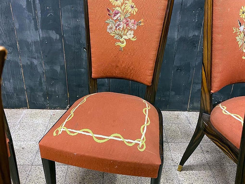 Baptisitin Spade - Ensemble rare de 8 chaises Art Déco en faux macassar, vers 1930 en vente 10