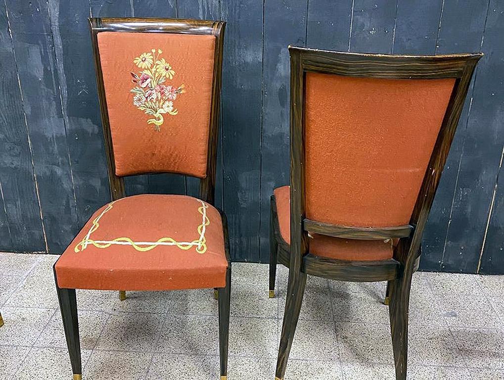 Baptisitin Spade - Ensemble rare de 8 chaises Art Déco en faux macassar, vers 1930 en vente 1
