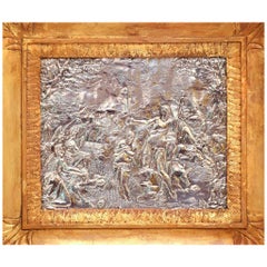 Baptism Scene, Silver Bas-Relief with Gilded Frame, Mid-17th Century