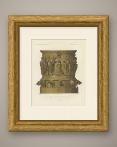 Pila bautismal de Lieja, cromolitografía antigua, Lacroix, 1851