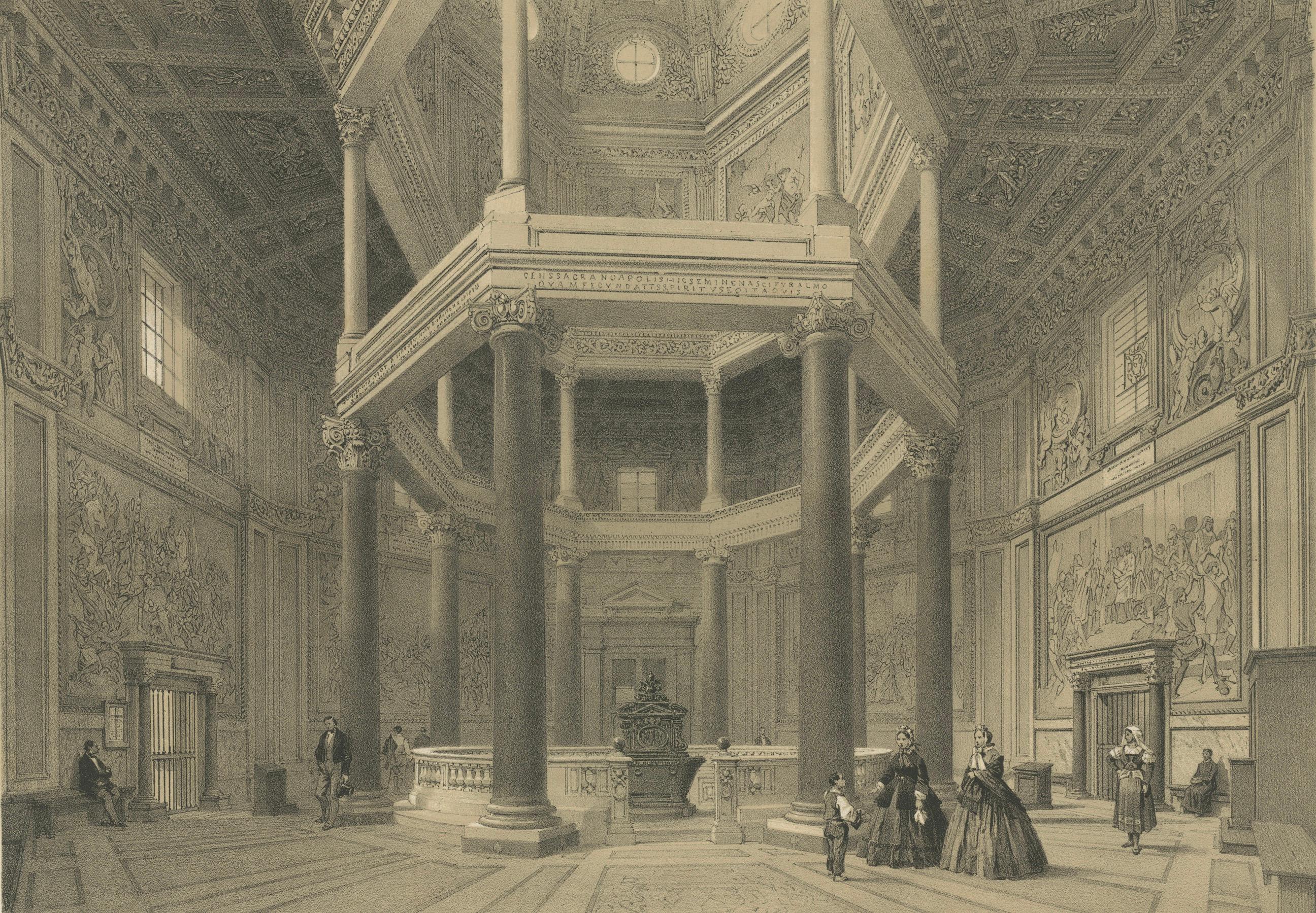 Baptistery of Constantine, Lateran, Rome – Benoist 1869 Lithograph