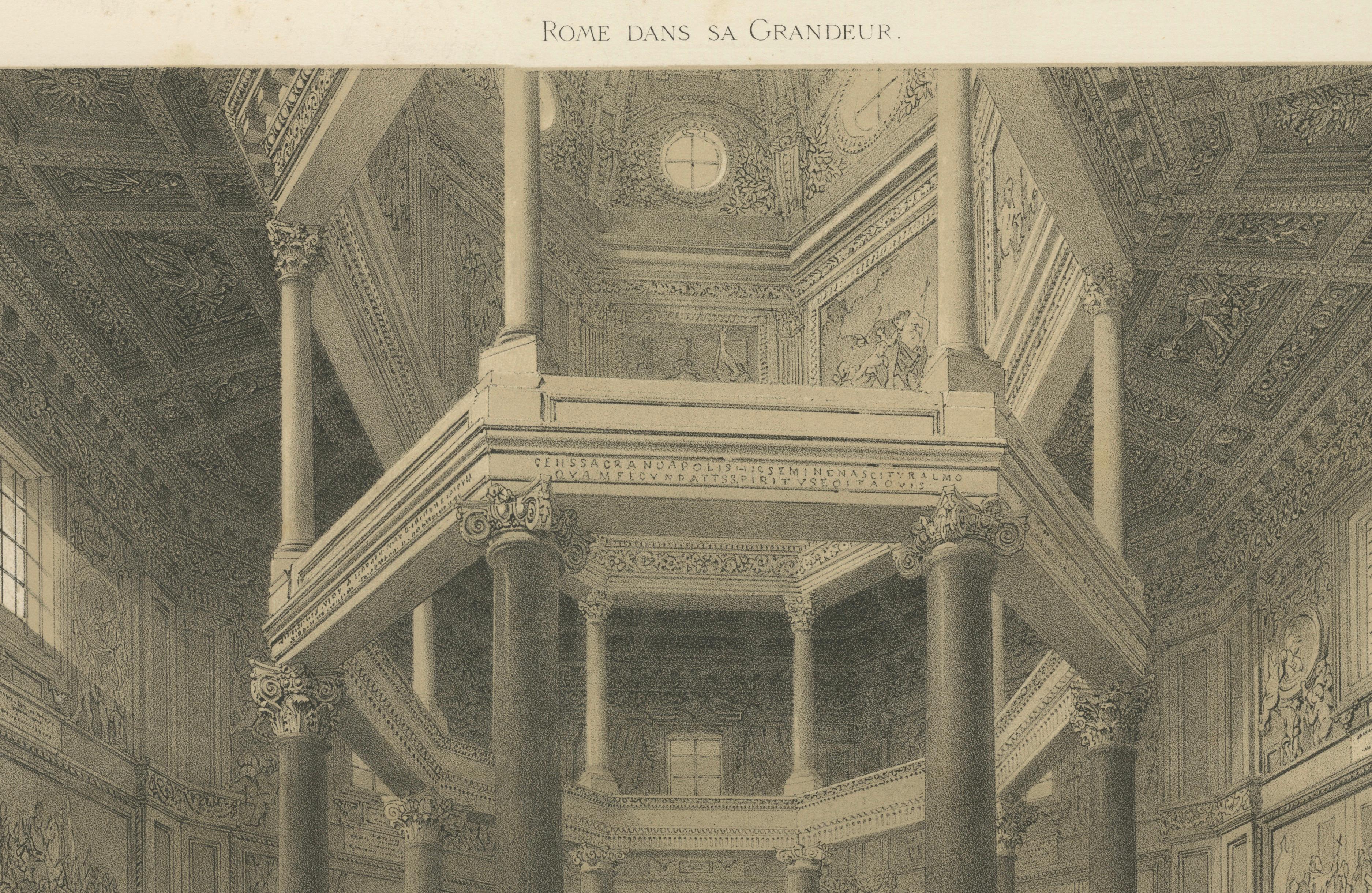 Baptistery of Constantine, Lateran, Rome – Benoist 1869 Lithograph