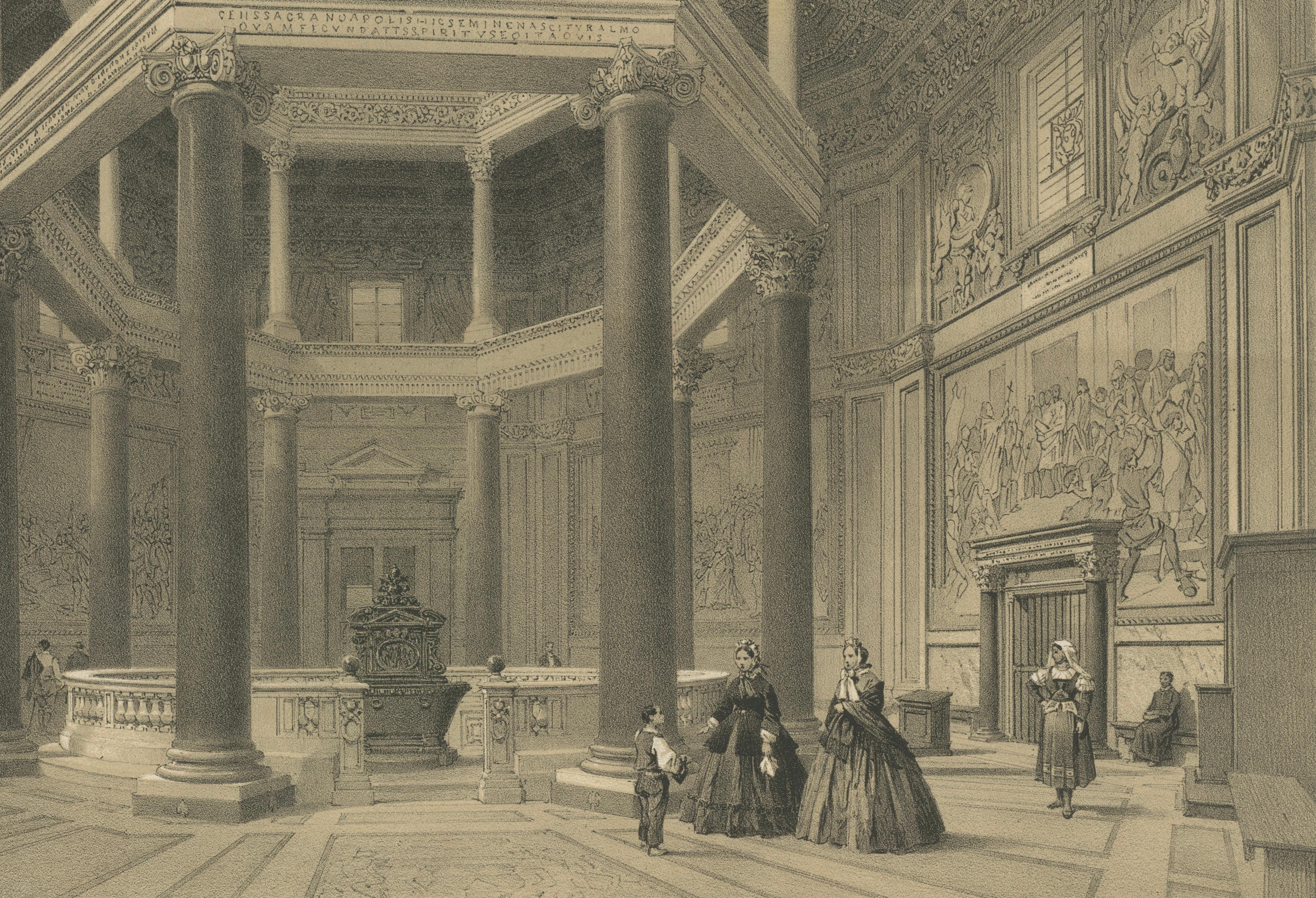 Baptistery of Constantine, Lateran, Rome – Benoist 1869 Lithograph