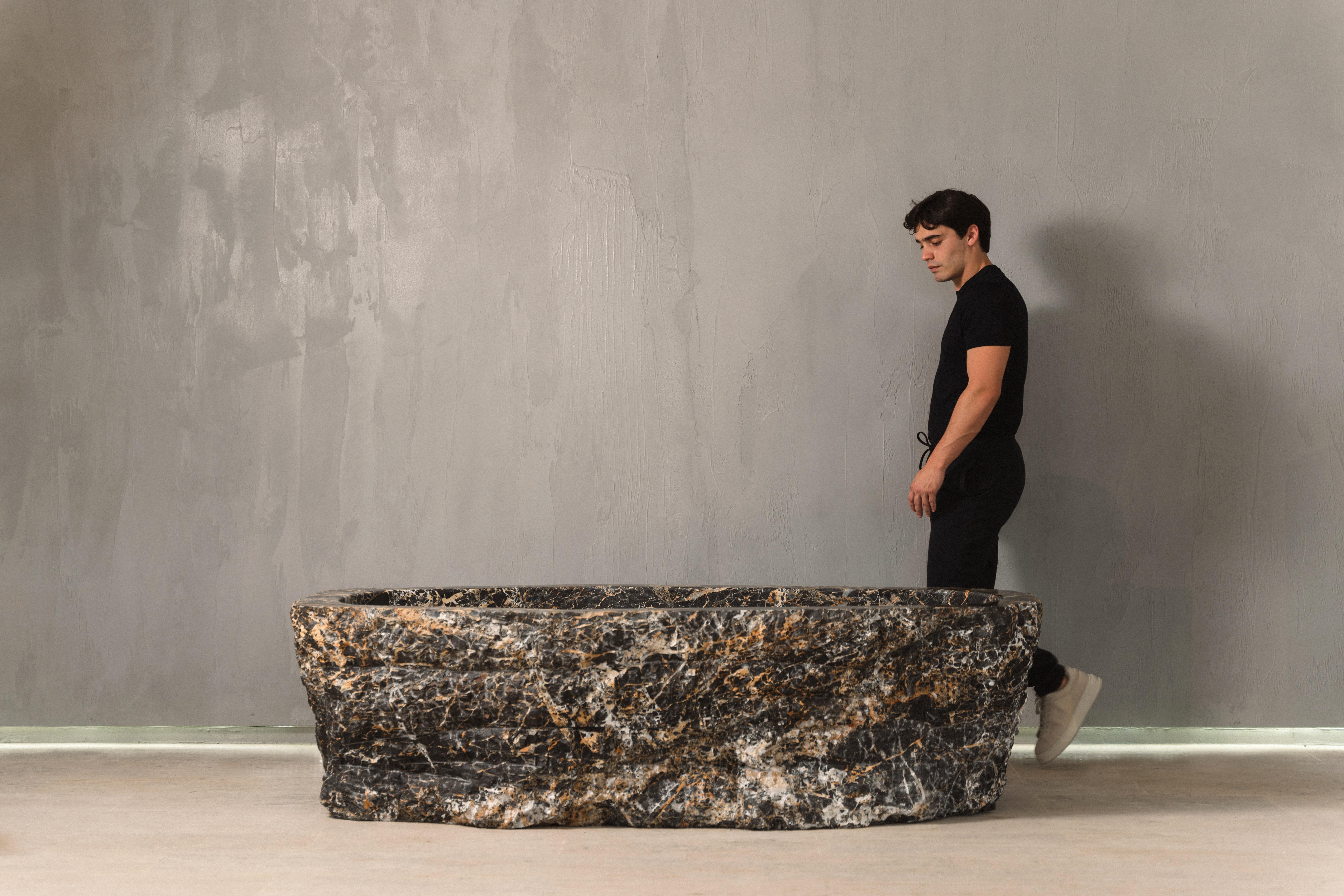 Contemporary Baptiz Black Marble Bathtub by Andres Monnier For Sale