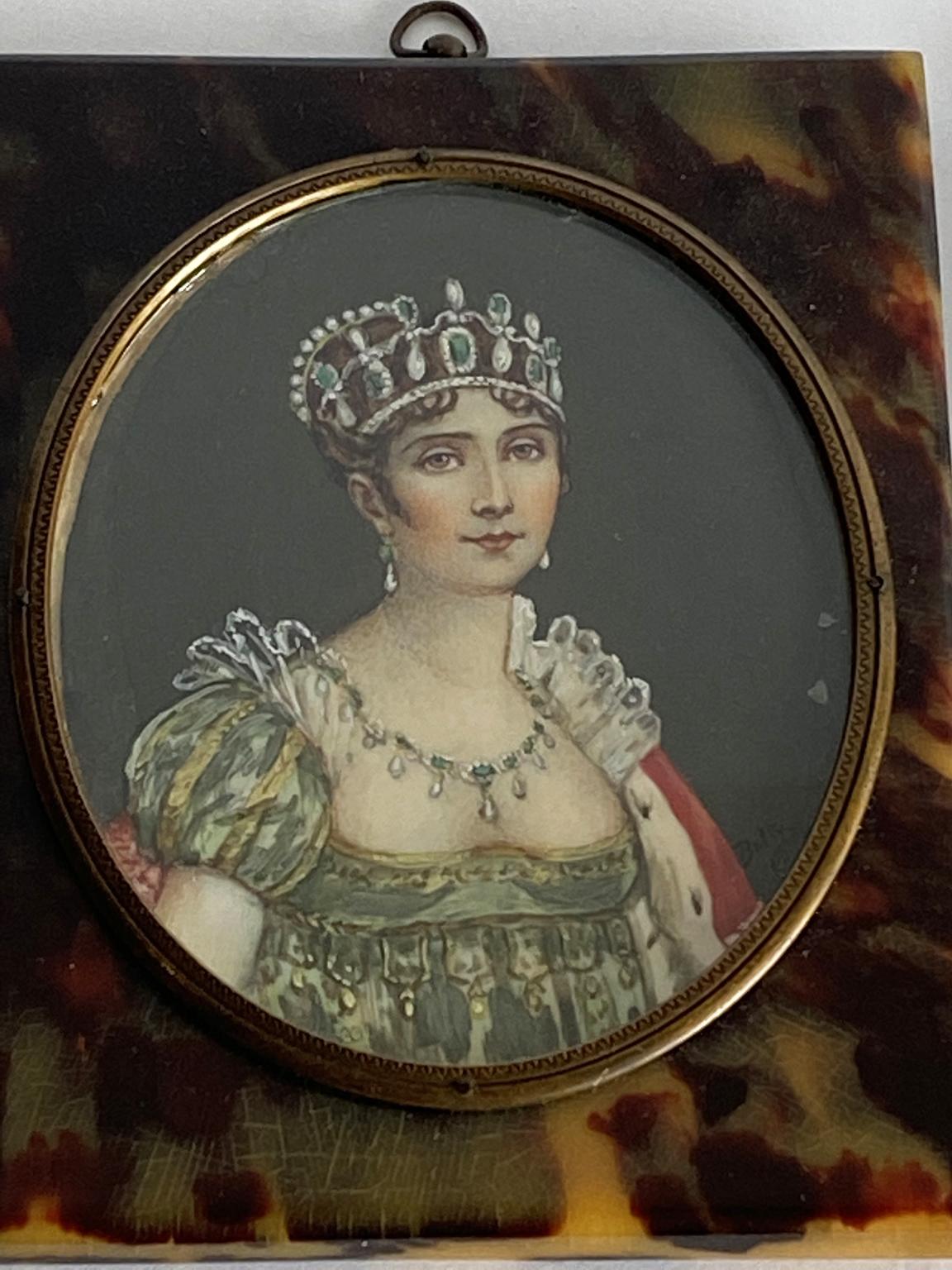 Napoleon and Josephine Miniature paintings - Brown Portrait Painting by Bapty
