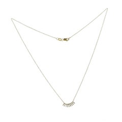 Bar 0.21 CT Baguette and Round Diamonds 14K Yellow Gold Necklace Size 16"