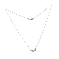 Bar 0.21 CT Baguette and Round Diamonds 14K Yellow Gold Necklace Size 16"