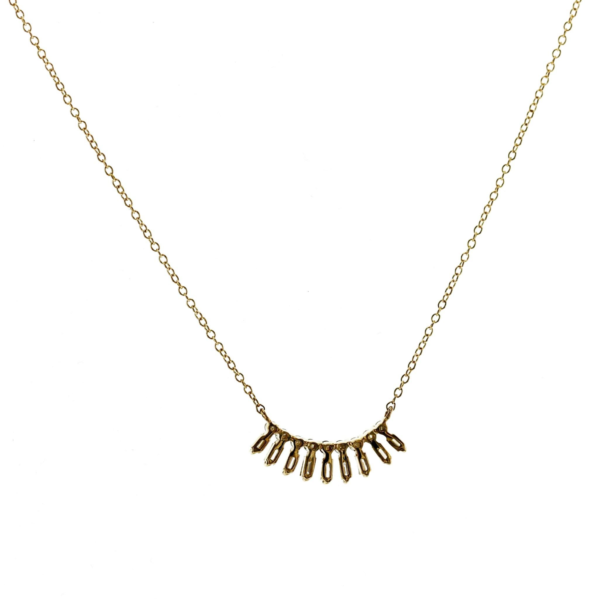 Bar 0.21 CT Baguette e diamanti rotondi in oro giallo 14K - Collana da 16