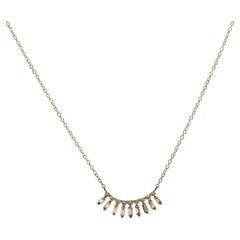 Bar 0.21 CT Baguette and Round Diamonds 14K Yellow Gold Necklace Size 16"