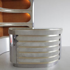 Bar and illuminated corner shelving designed by Willy Rizzo. Italy, early 1970's
