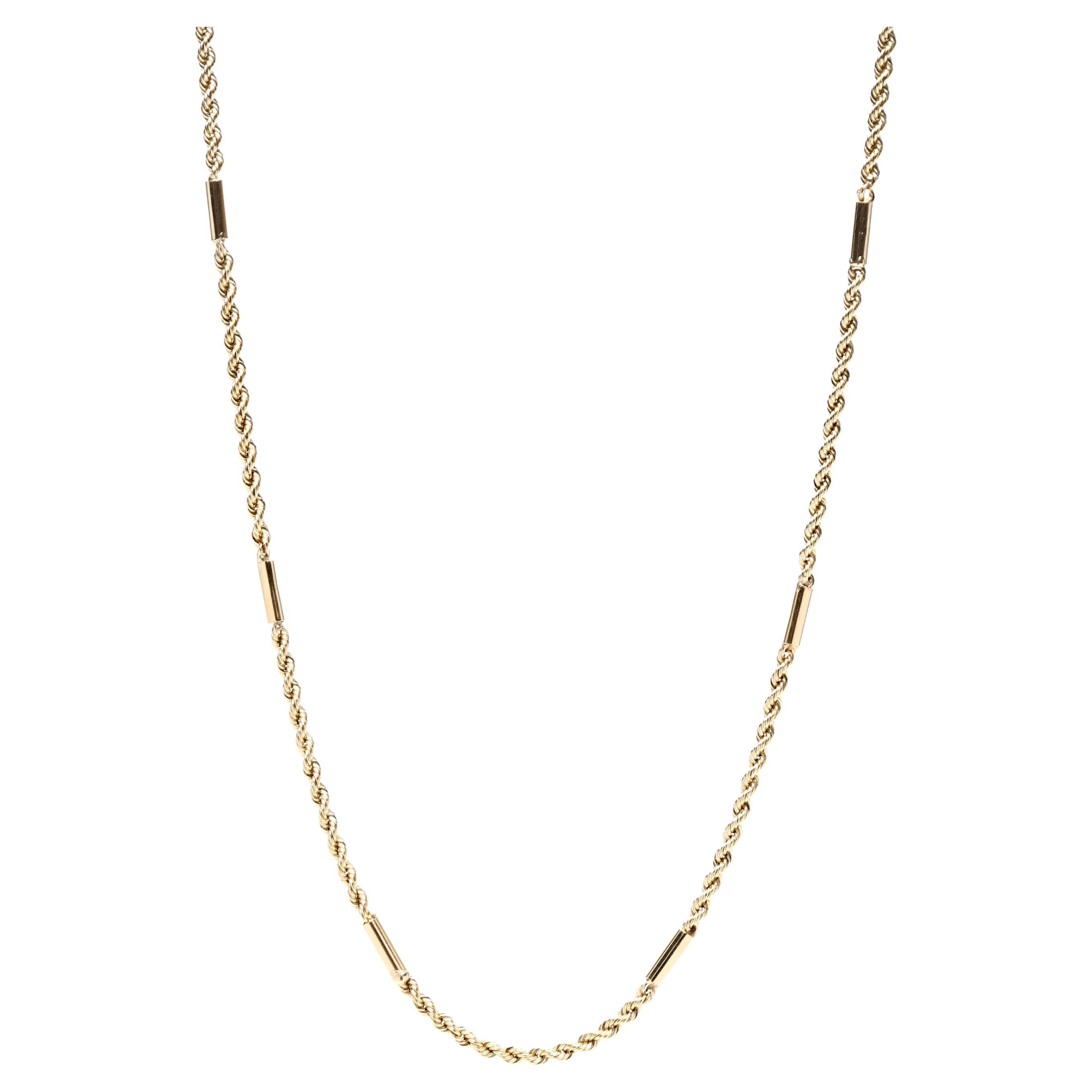 Cartier Fidelity Yellow Gold Key Bar Link Necklace Chain, Circa 1995 at