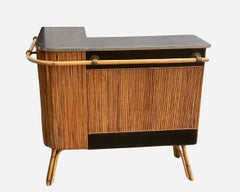 Bar and two bamboo stools France, circa 1960