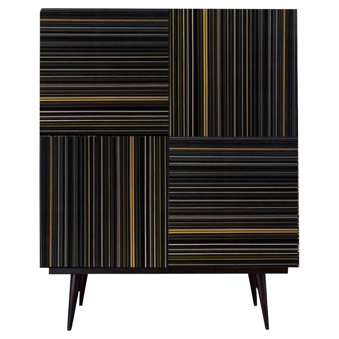 Bar Black and Yellow Details Multi-Color Barcode Glass Doors by Orfeo Quagliata For Sale