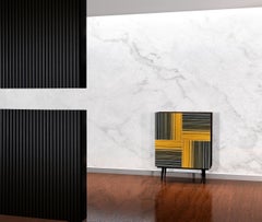 Bar Black and Yellow Details Multi-Color Barcode  Glass Doors by Orfeo Quagliata