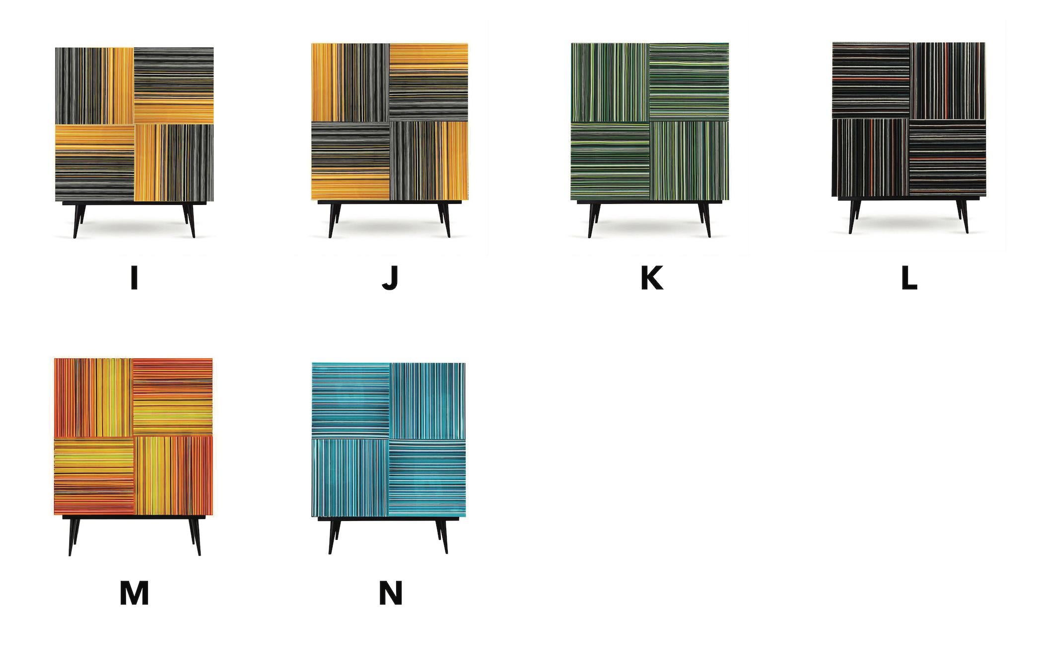 XXI secolo e contemporaneo Bar con ante in vetro blu navy multicolore di Orfeo Quagliata in vendita