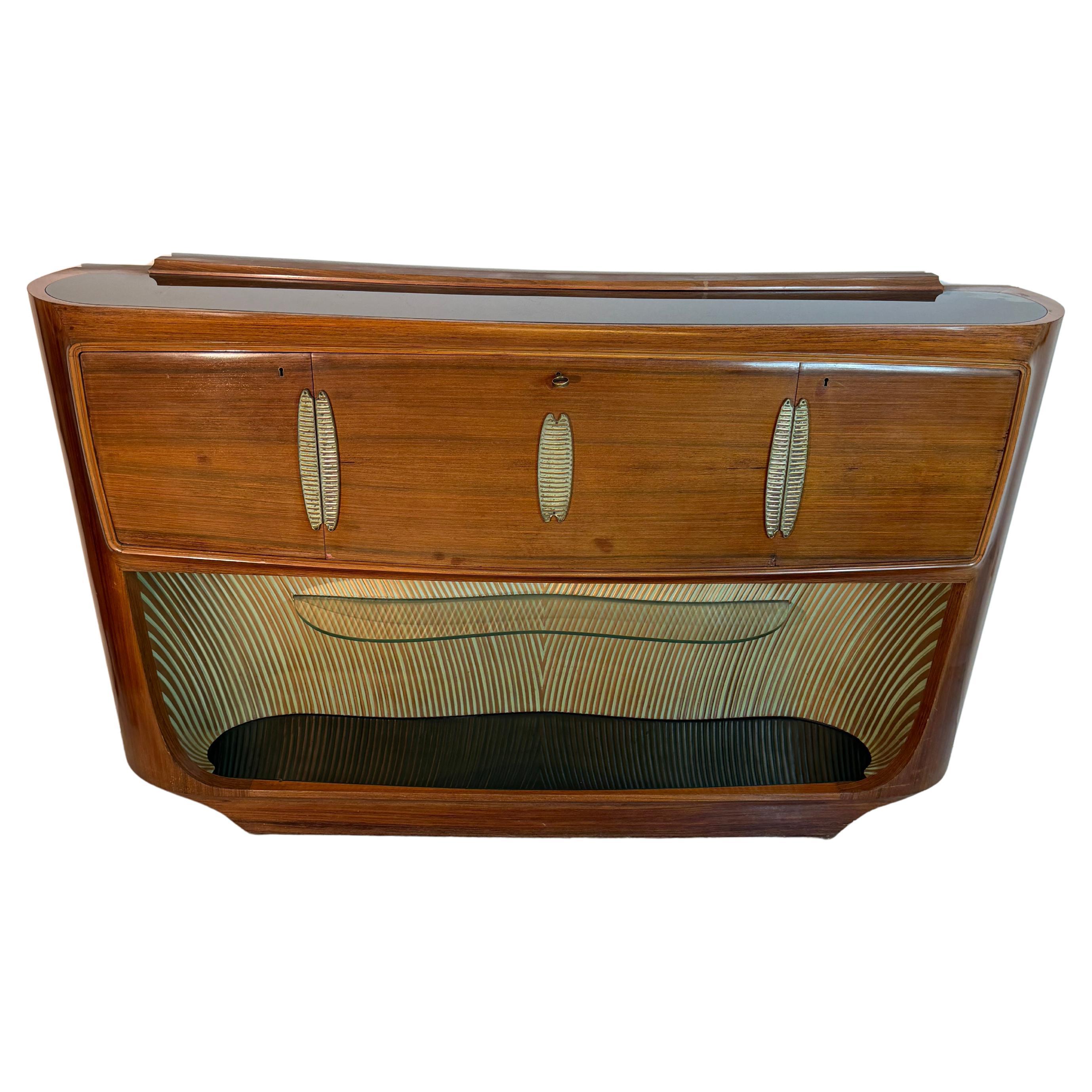 Bar Cabinet attributed to Vittorio Dassi 1950s, internal illuminated compartment For Sale