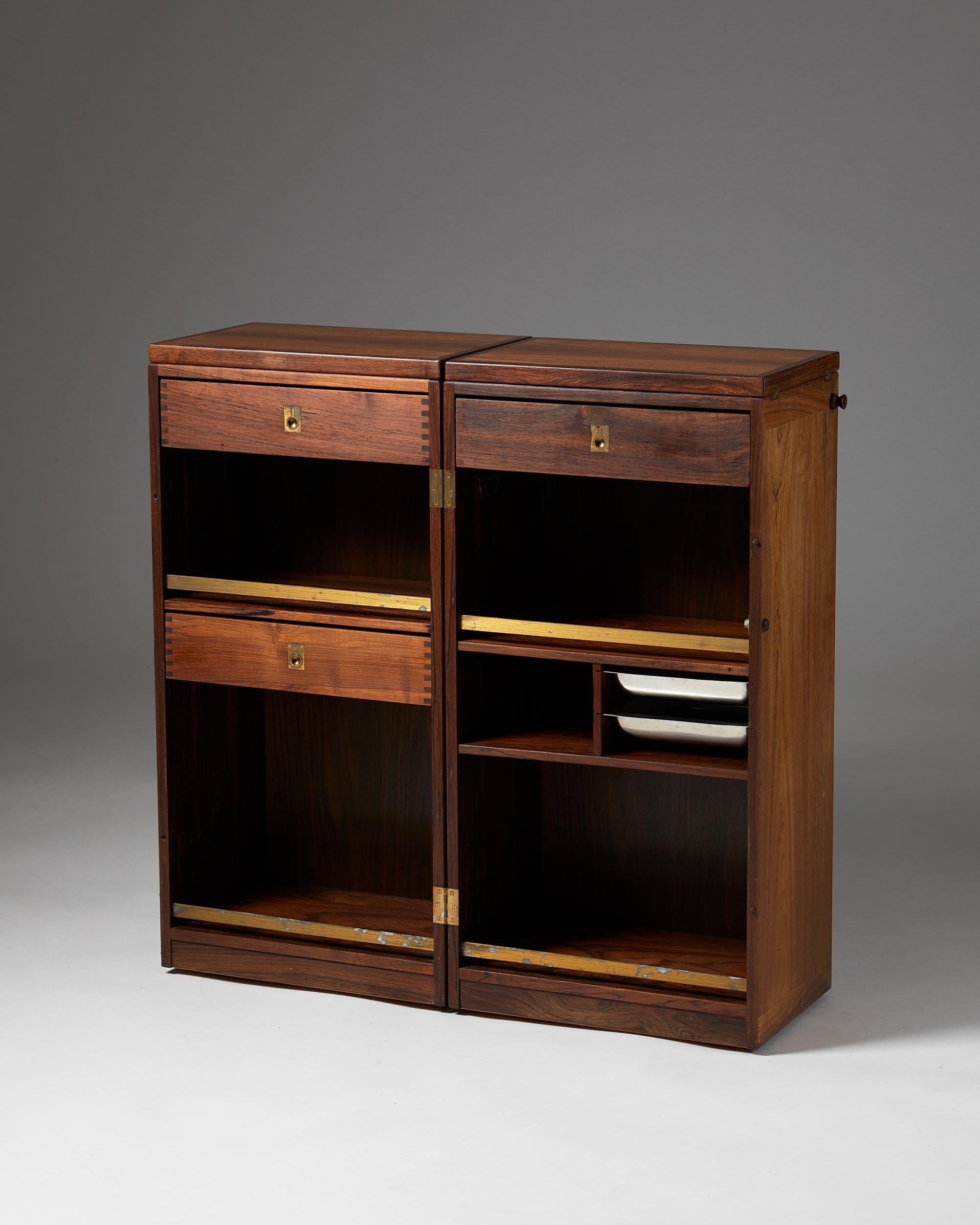 Brass Bar Cabinet ‘Captain’s bar’, Anonymous for Dyrlund, Denmark, 1960s