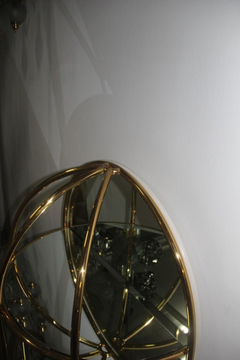 Bar Cabinet Convex Wall Solid Brass Pipes Mirrored Glass, Made in Italy, 1970 For Sale 4