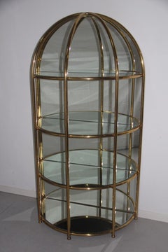 Bar Cabinet Convex Wall Solid Brass Pipes Mirrored Glass, Made in Italy, 1970