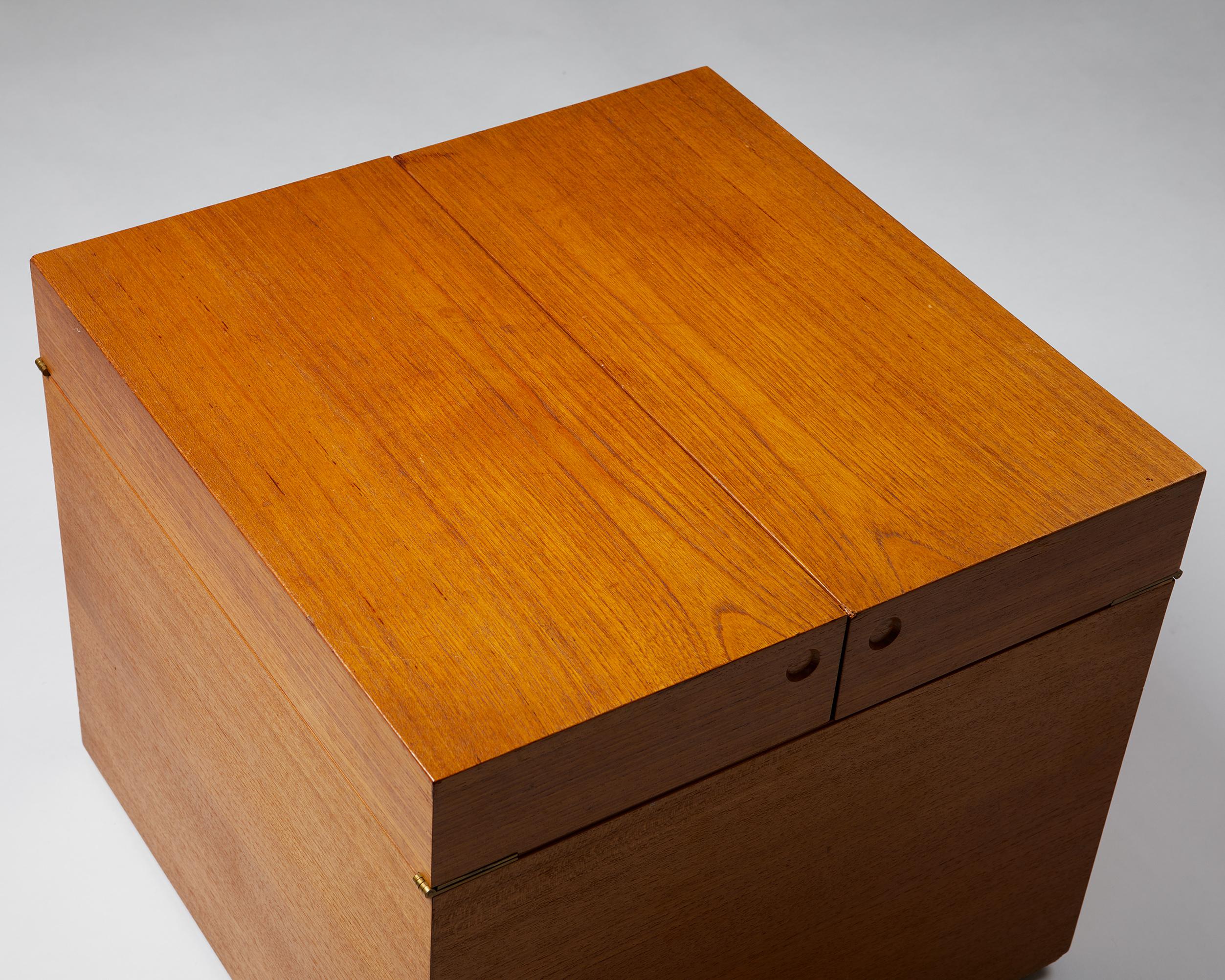 Brass Bar Cabinet ‘Cube’ Designed by Gunnar Myrstrand for Källemo, Sweden, 1960's