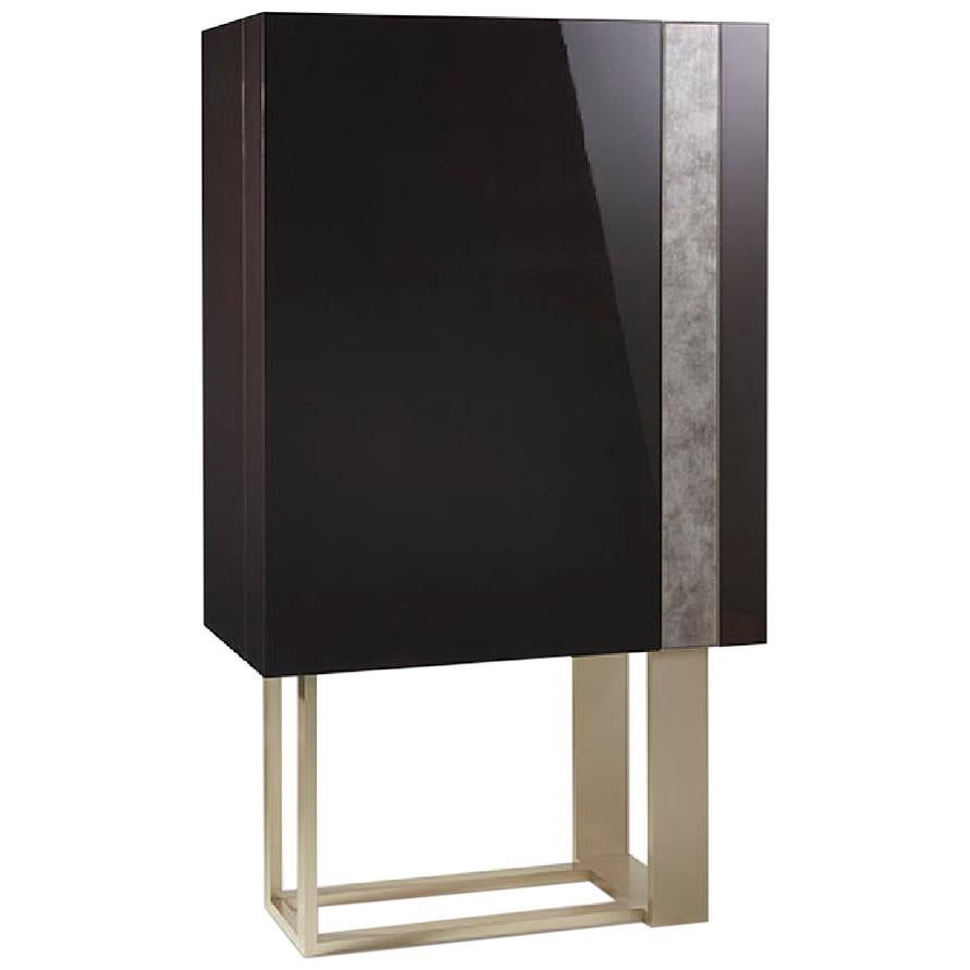 Mueble Bar Acabado Lacado Brillante Banda Vetrite Iluminación Led con Sensor de Apertura