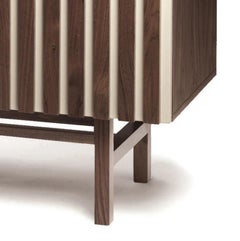 Bar Cabinet Go in Natural Walnut Wood and Lacquered Blossom Details