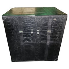 Bar Cabinet in Faux Crocodile Leather by Serge De Troyer